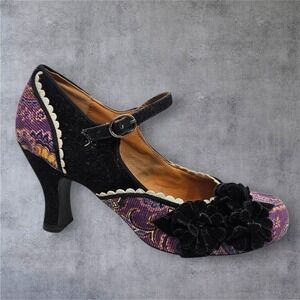 Dolce by Mojo Manxi Mary Jane Heels Black Velvet Flower Mary Jane Heels Size 6